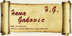 Hana Gaković vizit kartica